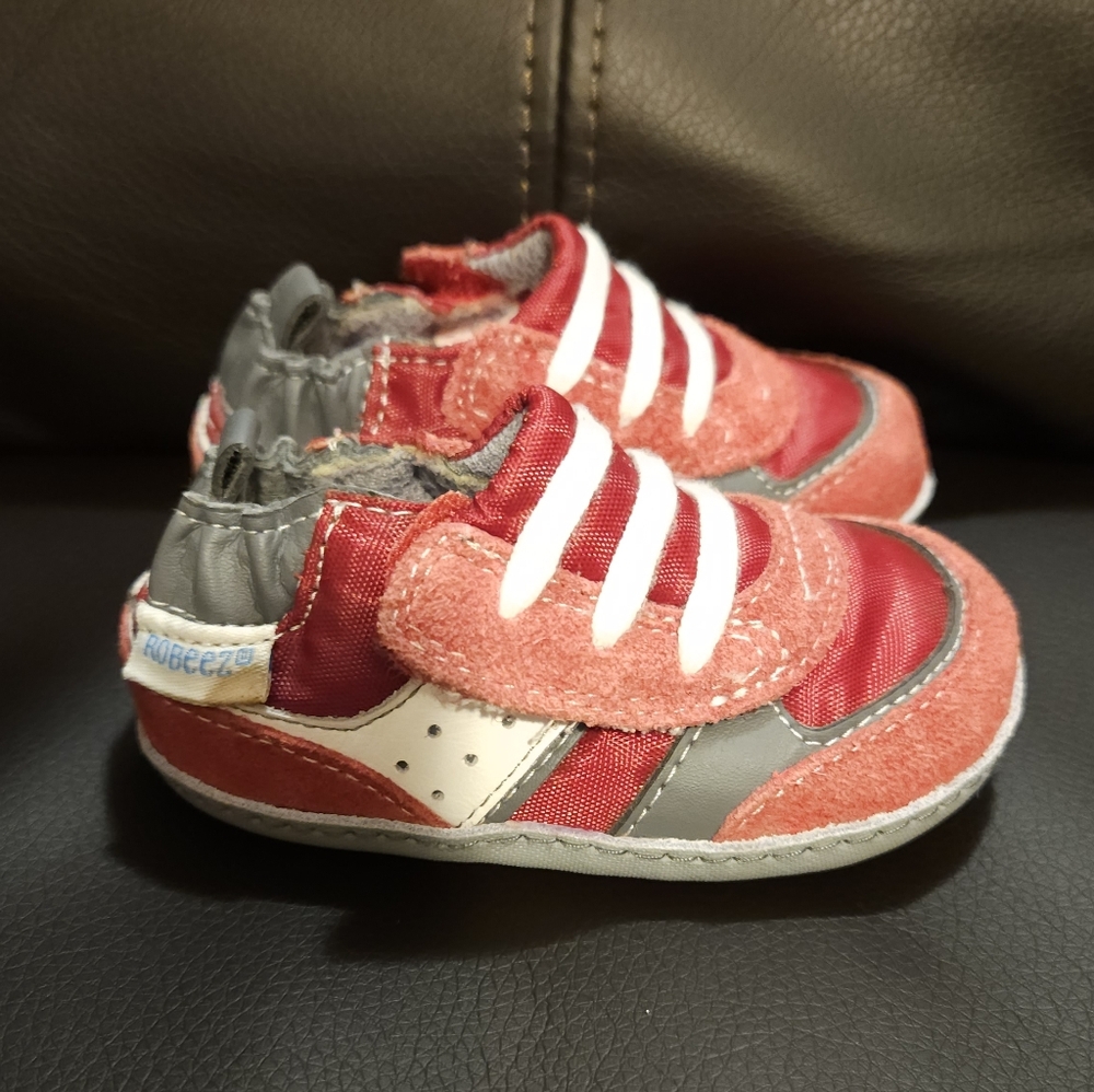 Robeez Vibrant Red and Gray Kids Shoes